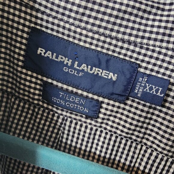 Ralph Lauren Golf Tilden Button Up Long Sleeve Shirt Black & White Check XXL EUC - Picture 6 of 8